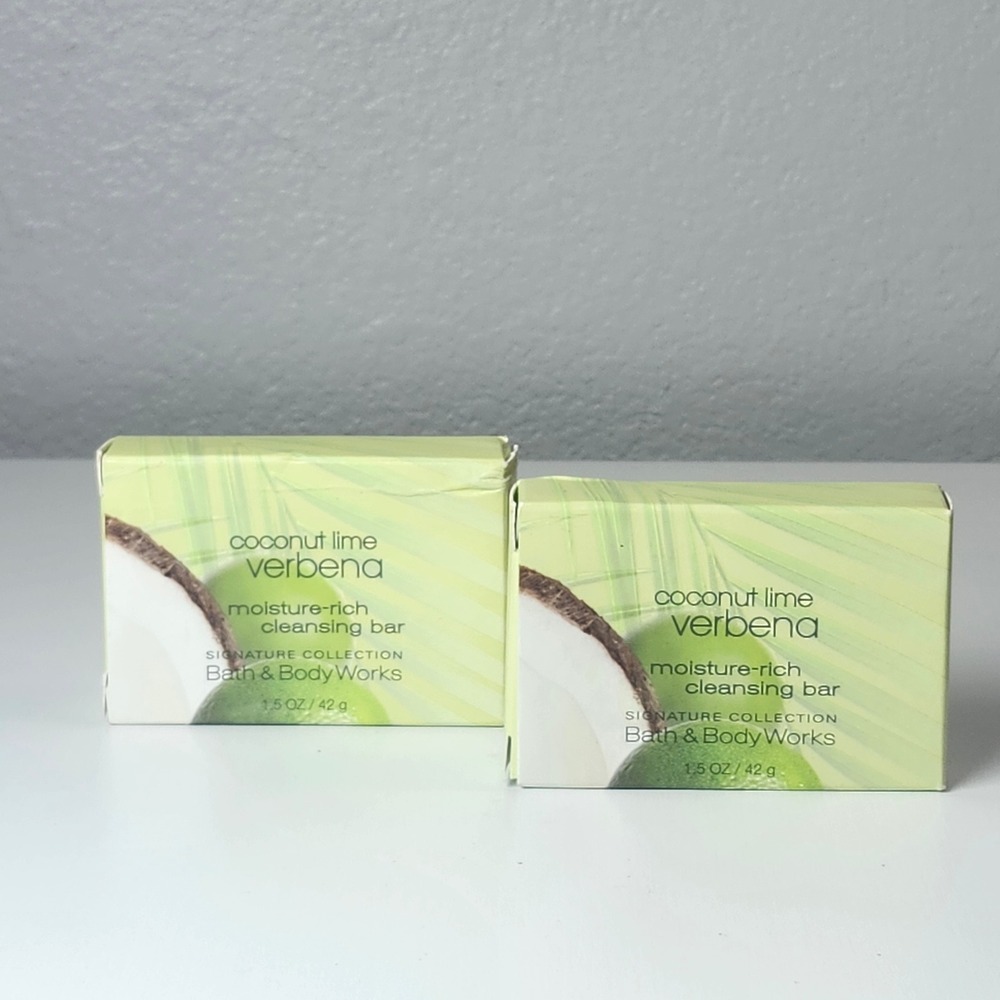 Bath & Body Works Cleansing Bar 1.5oz Green Coconut Lime Verbena Set of 2 NEW